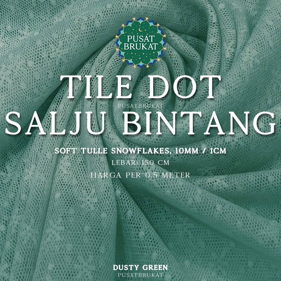 KAIN TILE DOT SALJU BINTANG 2 / TULLE SNOW FLAKES #1, Ø 1CM / 10MM, LEBAR:150CM [harga per 0.5m]