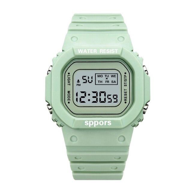 ✅COD JAM TANGAN RUBBER DIGITAL SEGI DW-5600 TRANSPARAN MURAH KARET SPORT LED PRIA WANITA COUPLE JF059-Karet Hijau