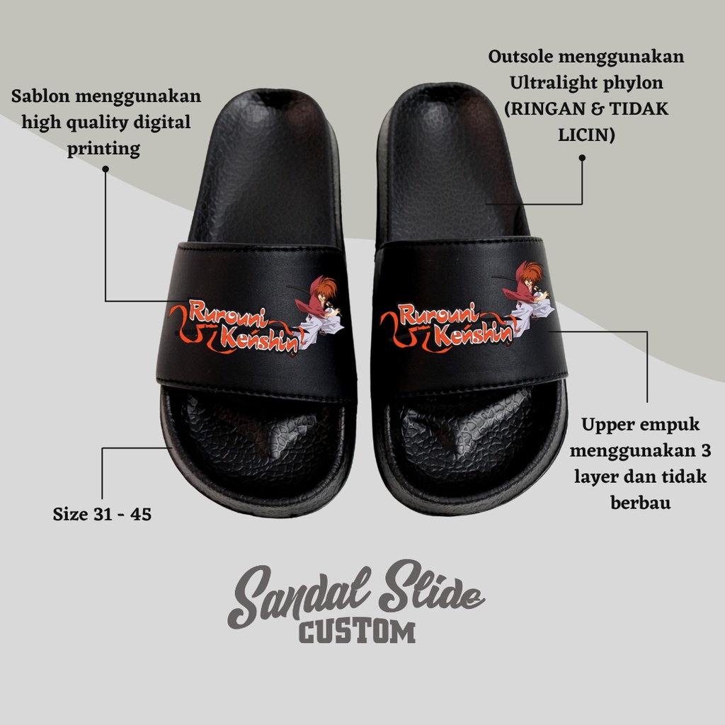 Sandal slop pria original custom ANIME SAMURAI X
