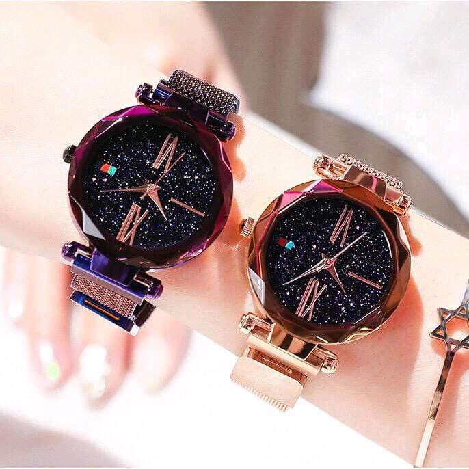 Jam Tangan tali pasir Fashion Wanita tali pasir tutup magnet simple jam tangan magnet Glitter tali pasir wanita cewek import