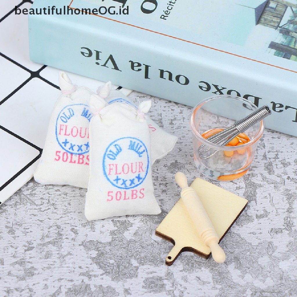 Mainan Miniatur Kantong Tepung / Telur / Garam Skala 1: 12 Untuk Aksesoris Rumah Boneka