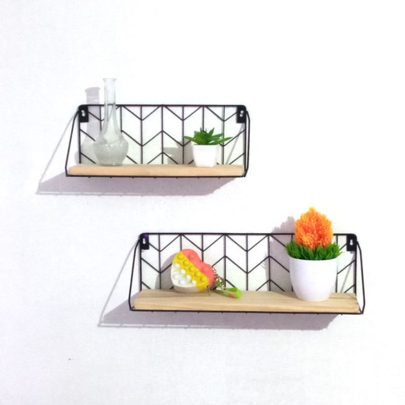 rak dinding tempel RADIT HITAM ZIG-ZAG rak serbaguna organizer shelf grid wire mesh original