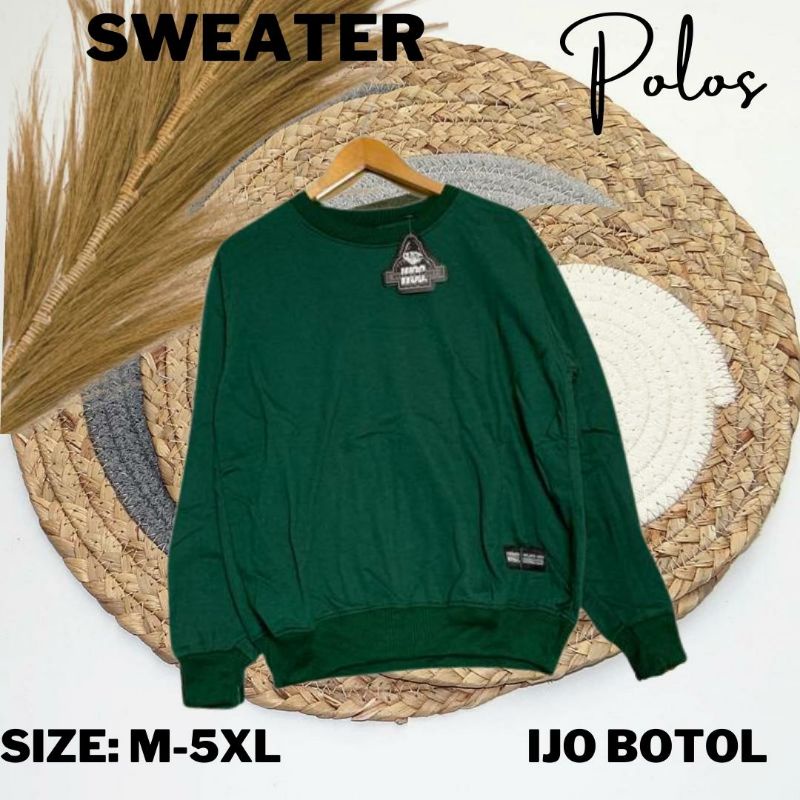 sweater basis polos crewneck size M, L, XL, XXL pria/wanita