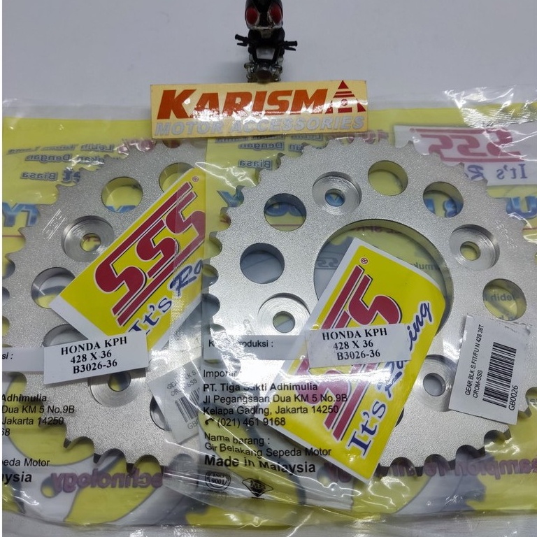 Gear SSS Satria Fu Supra Fit 428 36T dan 38T Crom - SSS