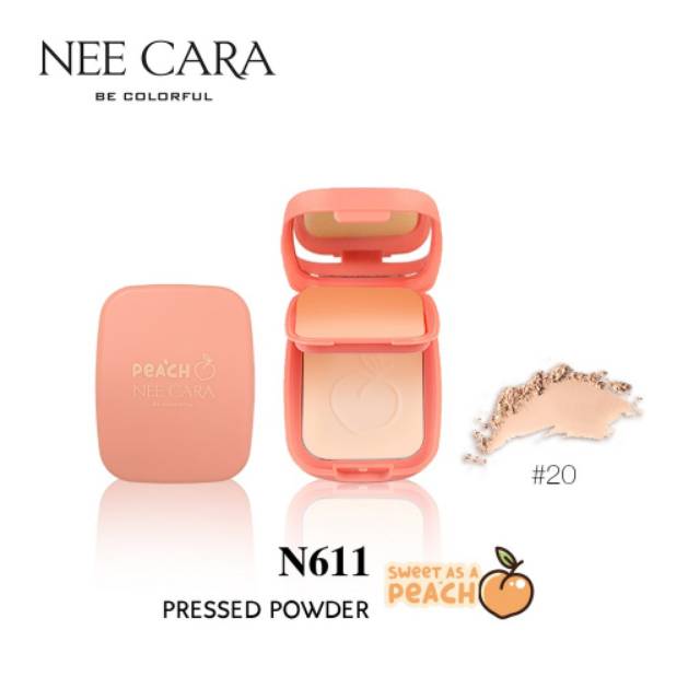 NEE CARA Pressed Powder Sweet As A Peach #N611 Thailand / Compact Powder / Bedak Padat Full Coverage