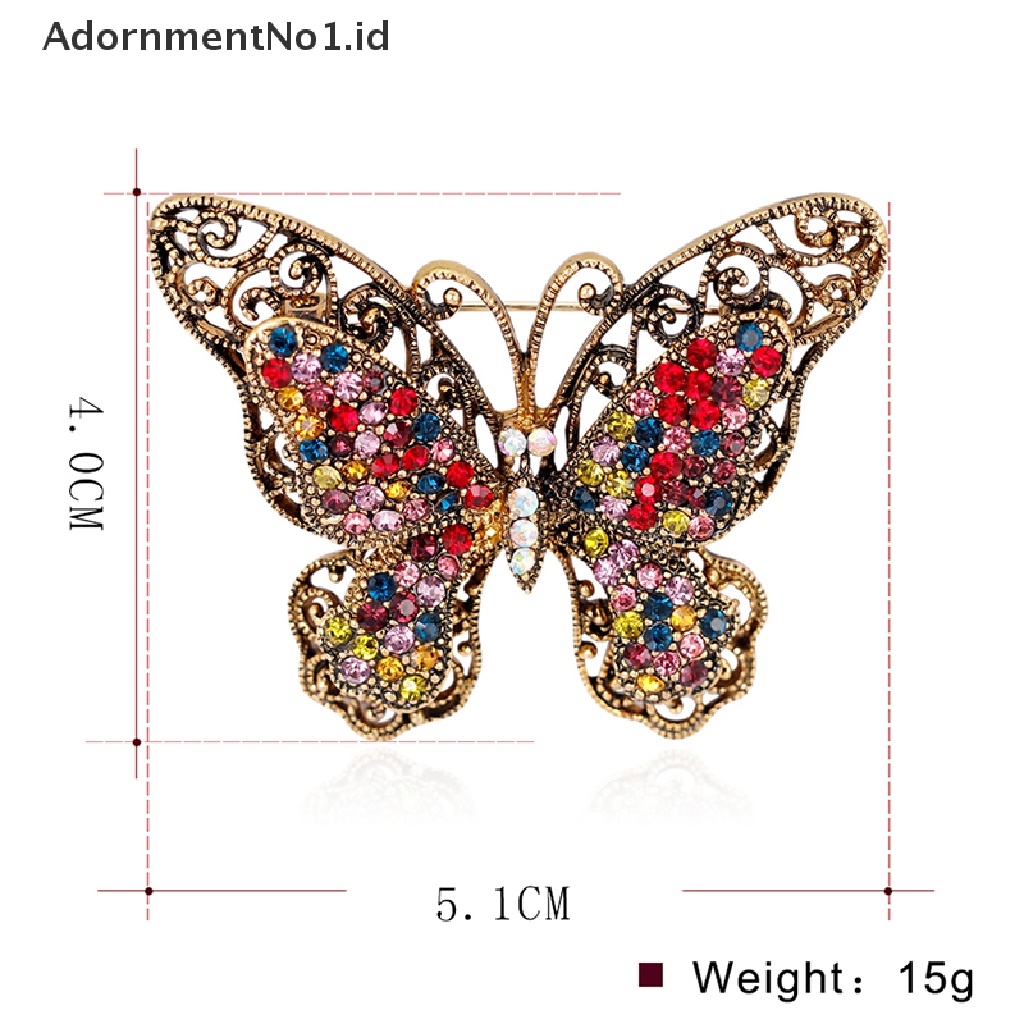 (AdornmentNo1) Bros / Pin Butterfly Kristal Mewah Untuk Aksesoris Pakaian (ID)