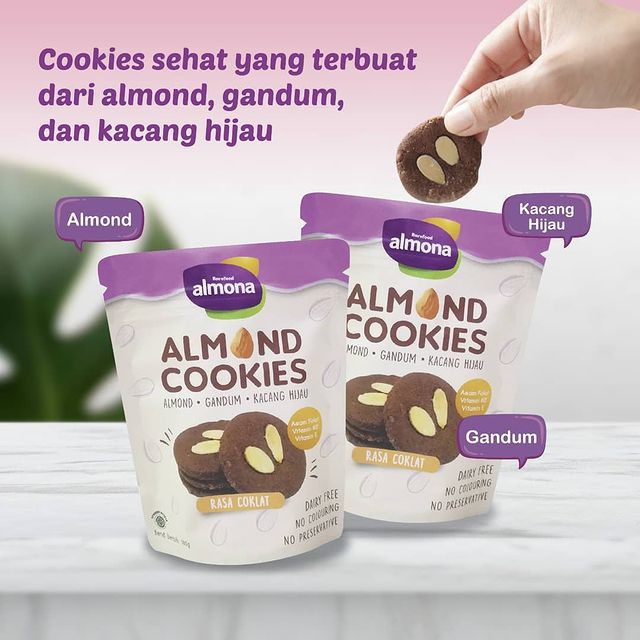 ALMONA ALMOND COOKIES BUSUI FRIENDLY | KACANG HIJAU GANDUM SNACK CEMILAN DIET SEHAT