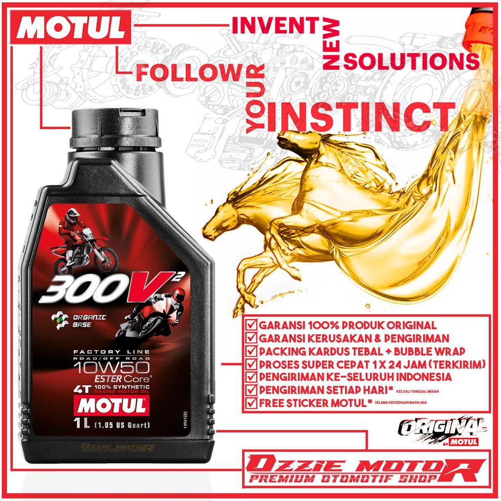 MOTUL 300V2  FACTORY LINE ROAD/ OFF ROAD 1L 10W50 OLI MOTOR IMPORT ORIGINAL MADE IN FRANCE