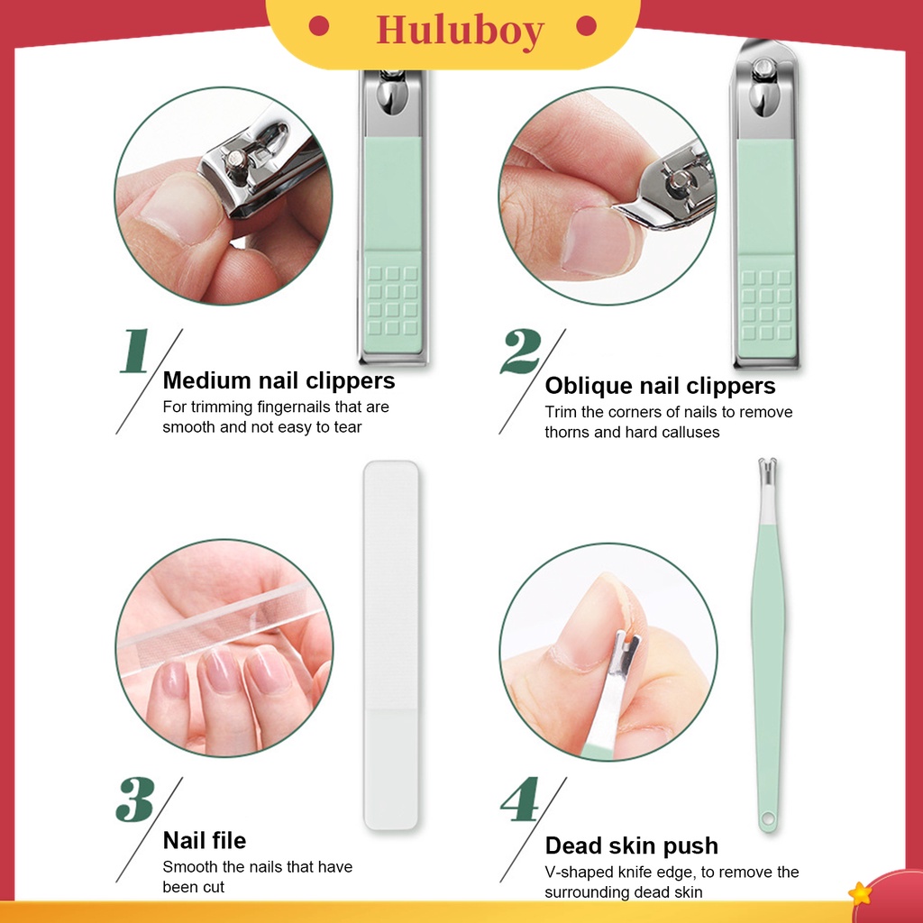 Huluboy Huluboy♡ 16pcs / Set Gunting Kuku Bahan Stainless Steel Untuk Manicure
