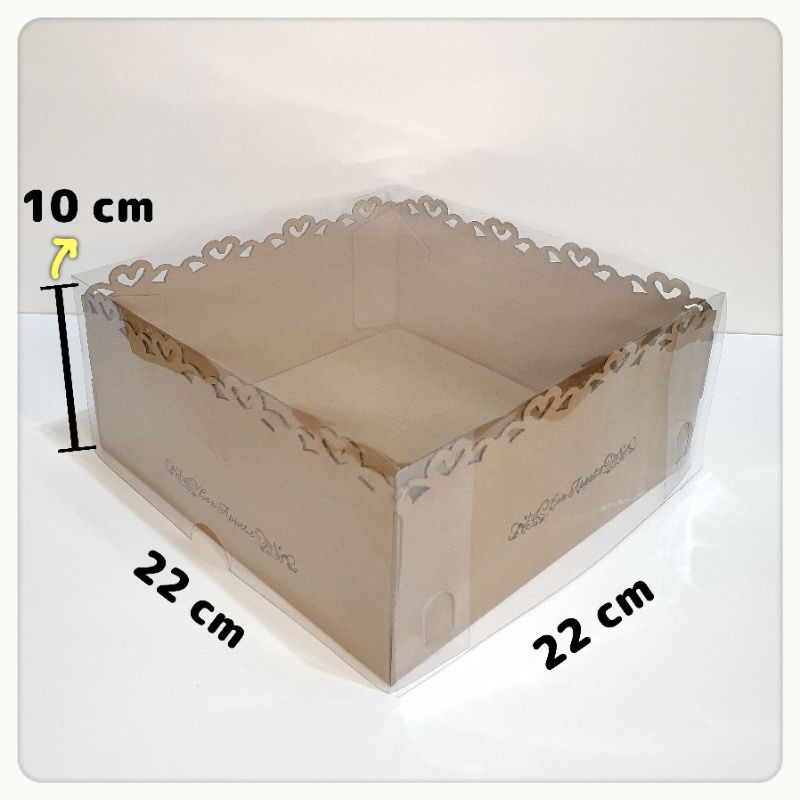 

Dus Kue Renda Tutup Mika 22 x 22 x 10 cm Cake Box Lace Full Mika Kotak Packaging