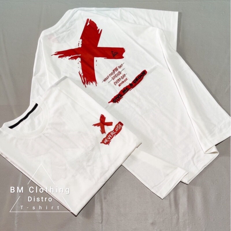 KAOS NEVER LOSE OFF WHITE X BAJU KAOS T SHIRT ATASAN DISTRO PRIA WANITA COWOK CEWEK GAMBAR BELAKANG 