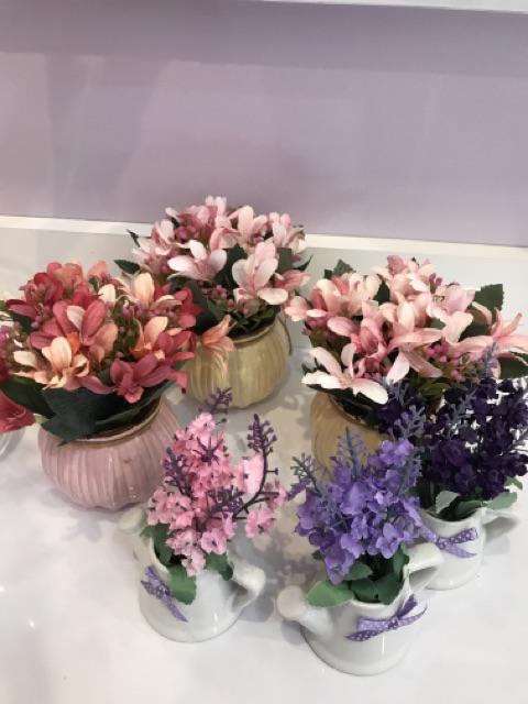 Rangkaian Bunga Plastik Lavender Artificial Bunga Tiruan Mini - Pajangan Vas Teko Keramik Vbr05