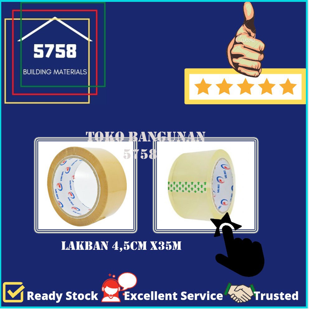 

STAR Lakban Besar Bening Coklat 2 inch 45mm x 35m per Tabung isi 6 Roll
