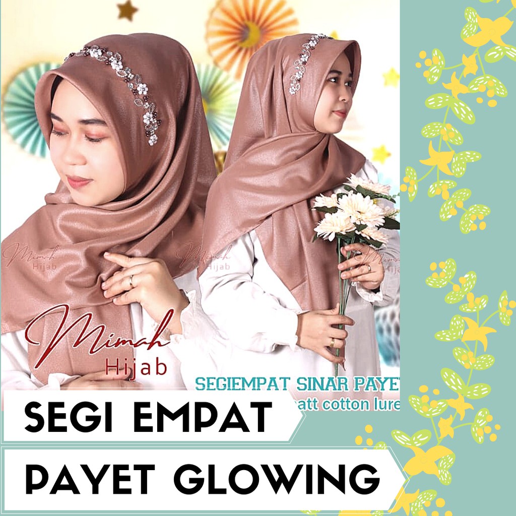 JILBAB BANDO PAYET MUTIARA GLOWING HIJAB KERUDUNG SEGI EMPAT MENGKILAP SYAR'I FASHION MUSLIM WANITA
