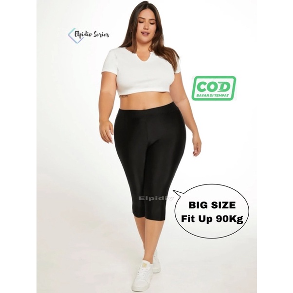 Legging Pendek Bahan Spandex 50kg-90kg Jumbo Big size 3/4