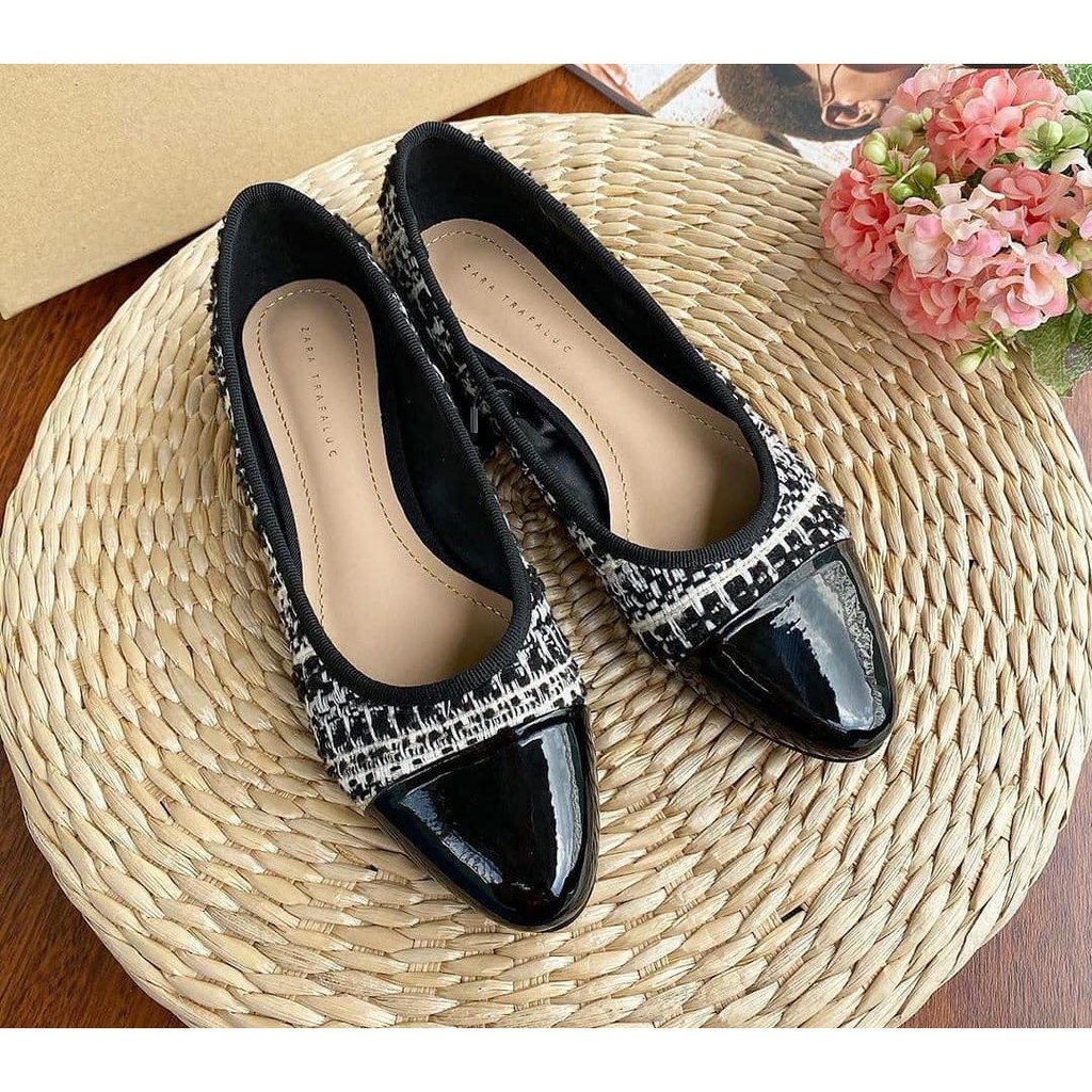  Sepatu  Flat Wanita  Zara  Flat Canvas Free box Shopee 