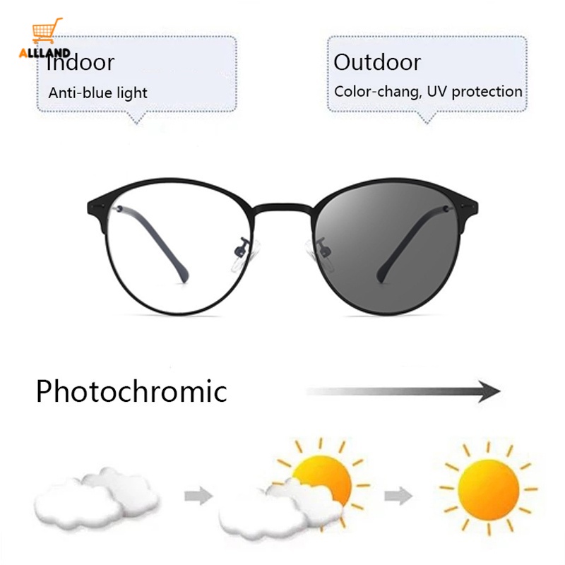 Kacamata Photochromic Semi Rimless Anti Blue Light Berubah Warna Untuk Pria