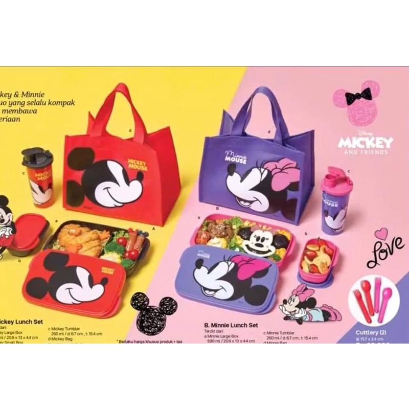 Tempat Makan | Tempat Minum | Lunch Set | Tumblr | Tupperware | Mickey Mouse & Minnie Mouse