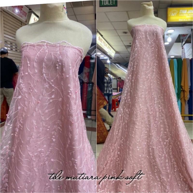 NEW!! Kain bahan Tulle akar padi embordir / bahan kebaya brokat Tulle padi.