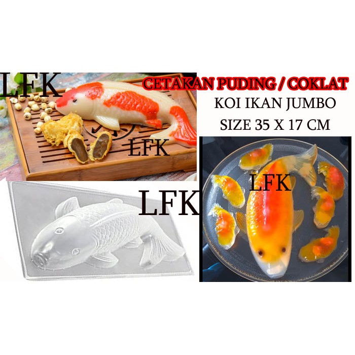 IMPORT CP JUMBO CETAKAN IKAN KOI LUCK FISH IKAN MAS DEKORASI KUE PUDING COKLAT JELLY FISH LOYANG CET