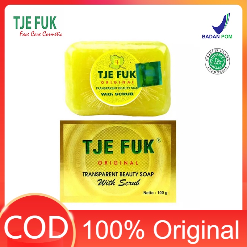 Tje Fuk Original Skincare Transparent Beauty Soap With Scrub - Kuning 100Gr Sabun Perawatan Wajah da