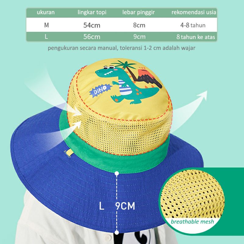 TOPI ANAK | reversible double sided wearable - anti UV matahari - premium hat het impor kid cewek cowok breathable mesh jaring summer holiday outdoor gunung pantai cod