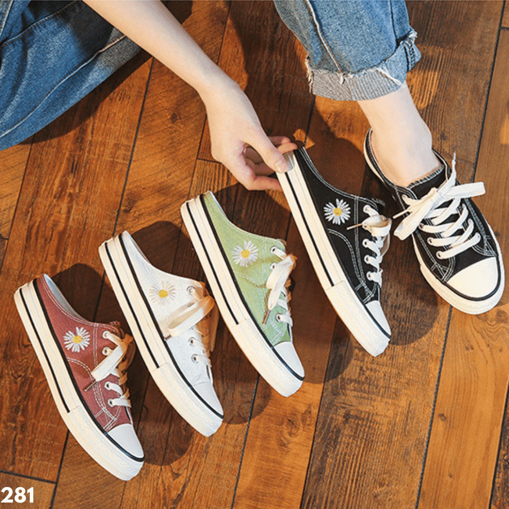 Gypsy - Little Daisy Sepatu Sneakers Wanita Selop Kanvas Import Slip On Sneaker Cewe Cewek Slop Canvas Snikers Snackers Seoatu Grey Hitam Kasual Kulit X281