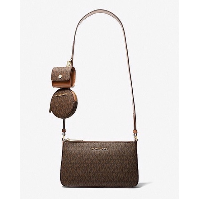 MICHAEL KORS Jet Set Travel Small Logo Shoulder Bag with Pouches Brown