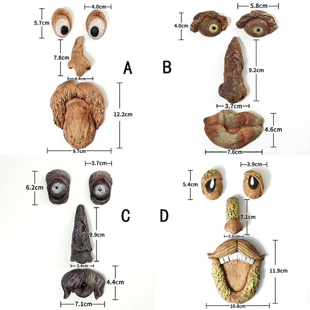 Props Pesta Agustina Yard 1set 3D Tree Decor Resin Batang Pohon Lucu Kulit Kayu Wajah Hantu