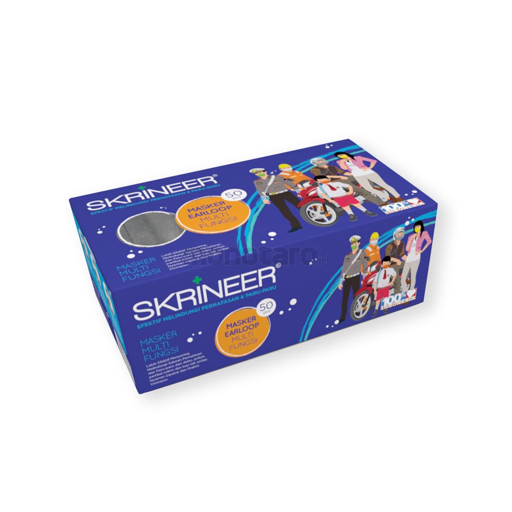 Skrineer Masker MEDIS 3ply Hijab &amp; Earloop (Cantolan Telinga) isi 50's /Masker Non Medis 1ply