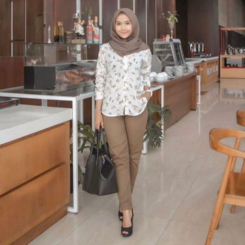 CELANA BAHAN WANITA PANJANG BAGY BEGY BEGGY BAGGY PANTS PANT KERJA KAIN WANITA