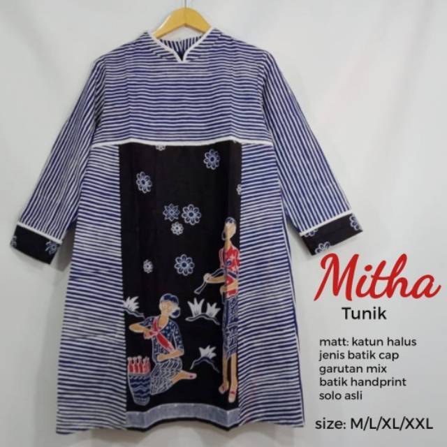 MITHA TUNIK BATIK MODERN| MITHA DRESS BATIK LURIK | TUNIK KRAH SHANGHAI