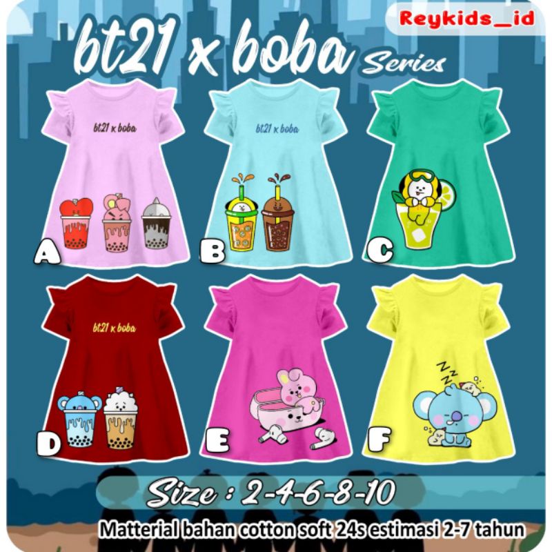 Jual Raline Dress Boba Dan Dress BTS BT21 By Reykids / Dress Anak ...