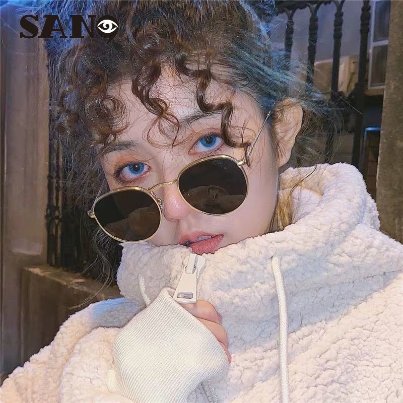 Kacamata Hitam Fashion Classic Round Metal Frame