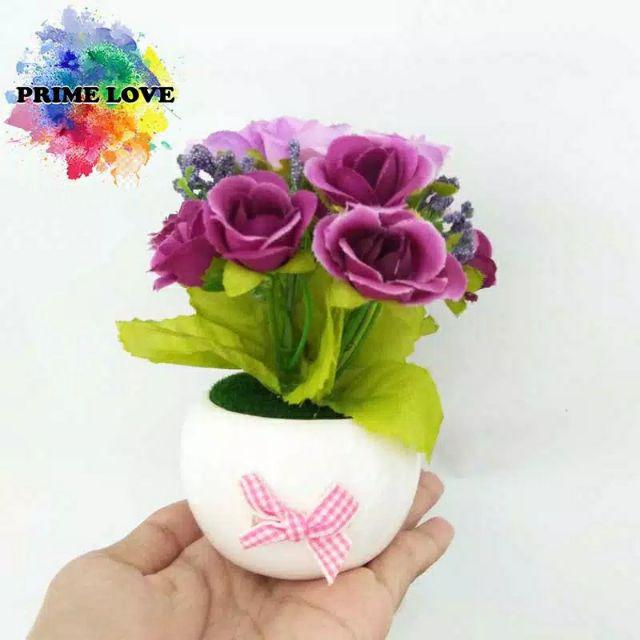 Rangkaian Bunga Murah Bunga Hias Mawar Artificial Vas Unik Kecil Pita Lucu Bunga Rose -vbk04