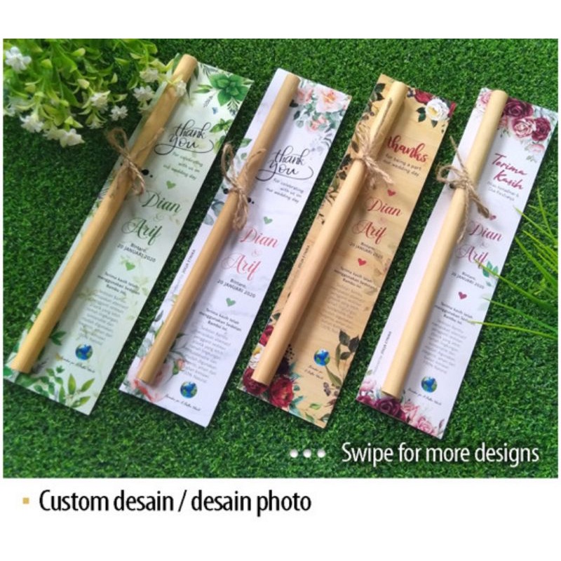 souvenir sedotan Bambu cantik set custome