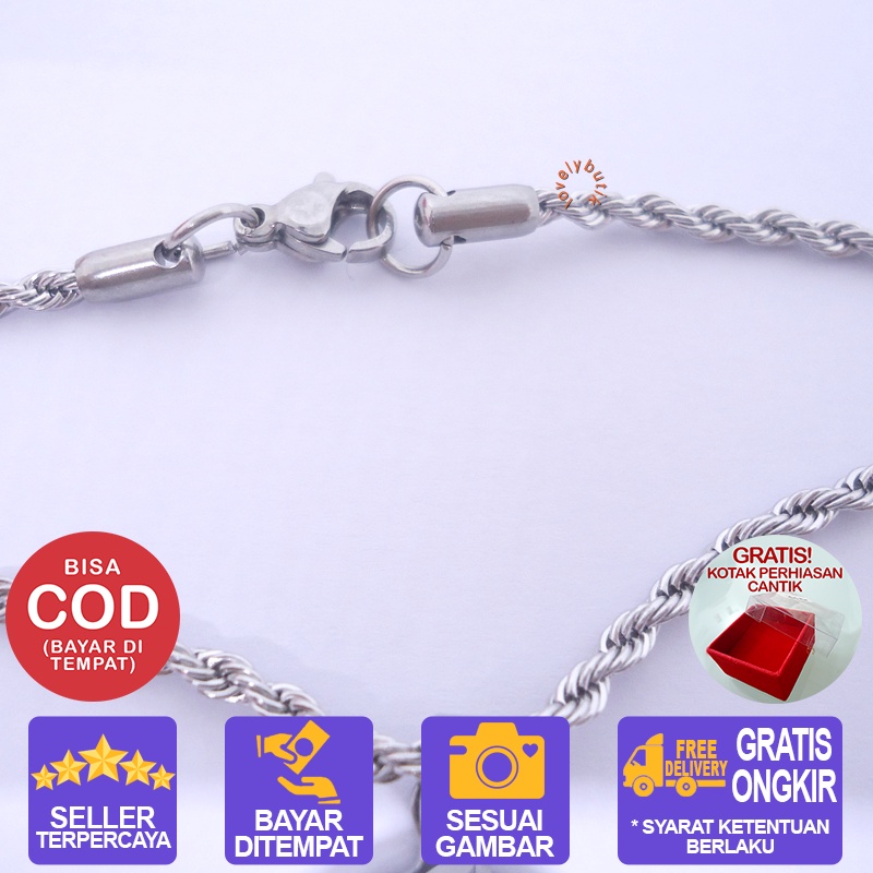 Lovelybutik Kalung Titanium Anti Karat Aisyah Kalung set Liontin Islam Ukuran 60 cm Bonus Kotak