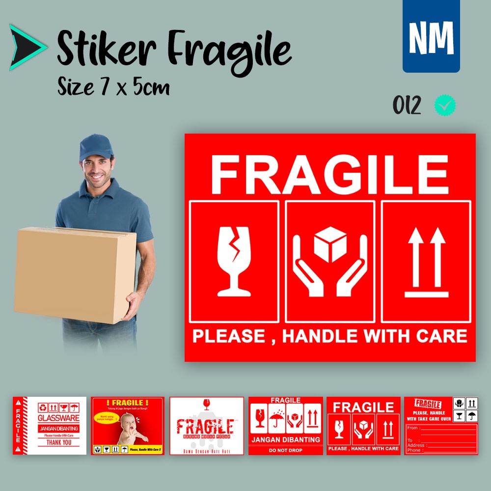 Stiker Fragile Stiker Pecah Belah Stiker Label Pengiriman Sticker Fragile Horizontal-012