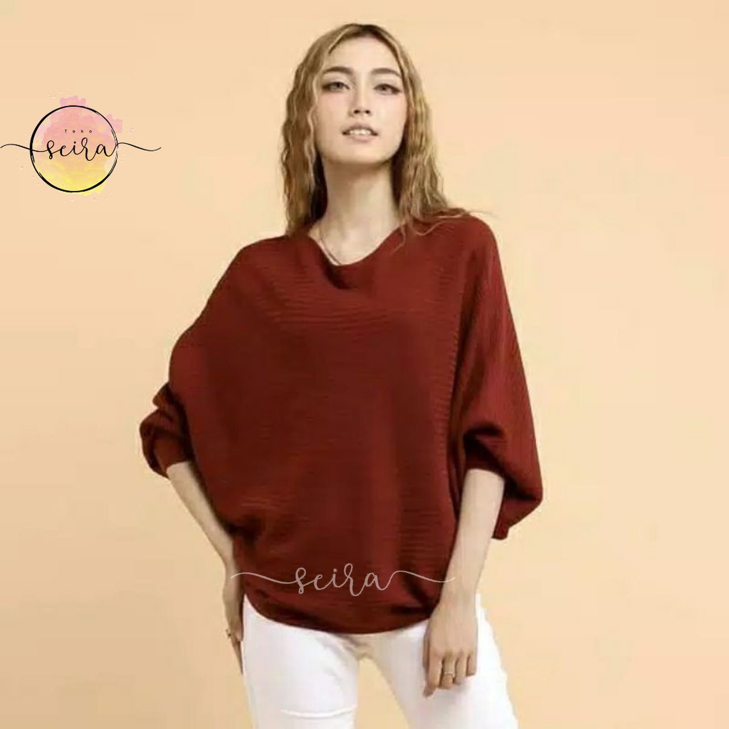 [BISA COD] Batwing Lasperal Blouse Batwing Rajut (Bahan Tebal) / Bluse Baju Rajut Batwing / Atasan Wanita Model Kelelawar / Jumbo Outerwear Blouse / Bluse Batwing / Kalong / Zaneta Batwing / Zaneta Kalong