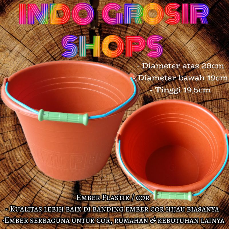 Ember plastik Merah / Ember cor anti pecah / Ember bangunan kecil 14"