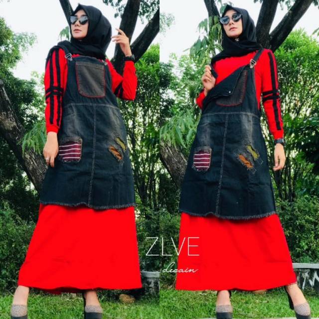 NEW ARRIVAL STELAN ROK JEANS KOMBINASI ATASAN KAOS // STELAN ROK JEANS IMPORT