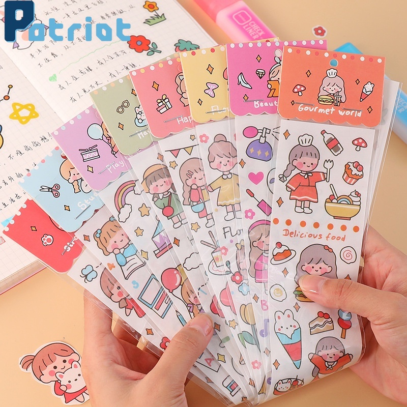 1 / 3 Sheets Kawaii Girl Pattern Stickers / Rabbit Flower Hand Account Stickers / DIY Paper Sticker For Diary Photo AlbumNotebook Stationery Supplies