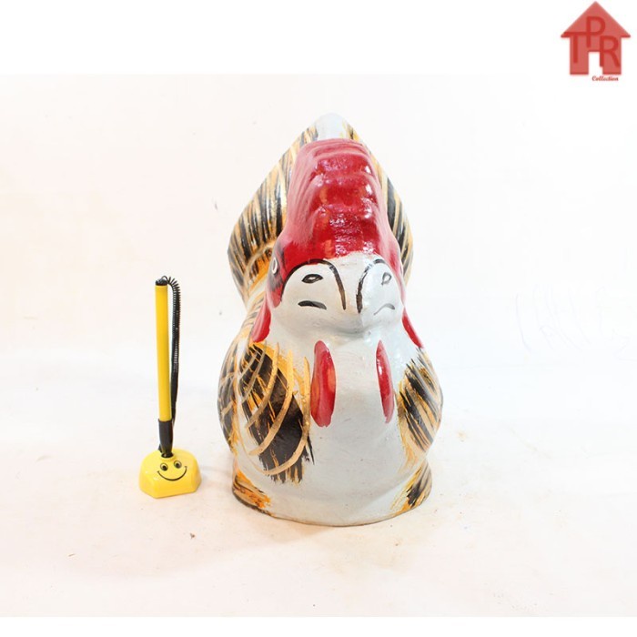 Gerabah - celengan tanah liat ayam tradisional size S + packing kayu