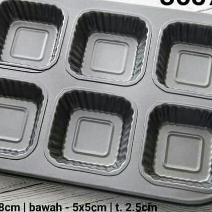 ✵ loyang teflon 6 lubang kotak, untuk muffin, cupcake persegi ⅎ