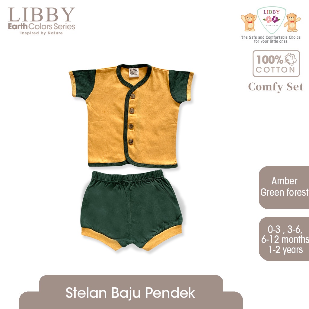 Libby Earth Comfy Set Combination Setelan Pendek  Anak 0 - 2 Tahun