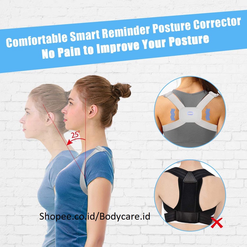 Adjustable Smart back posture corrector/correction support vibration alat terapi penegak punggung