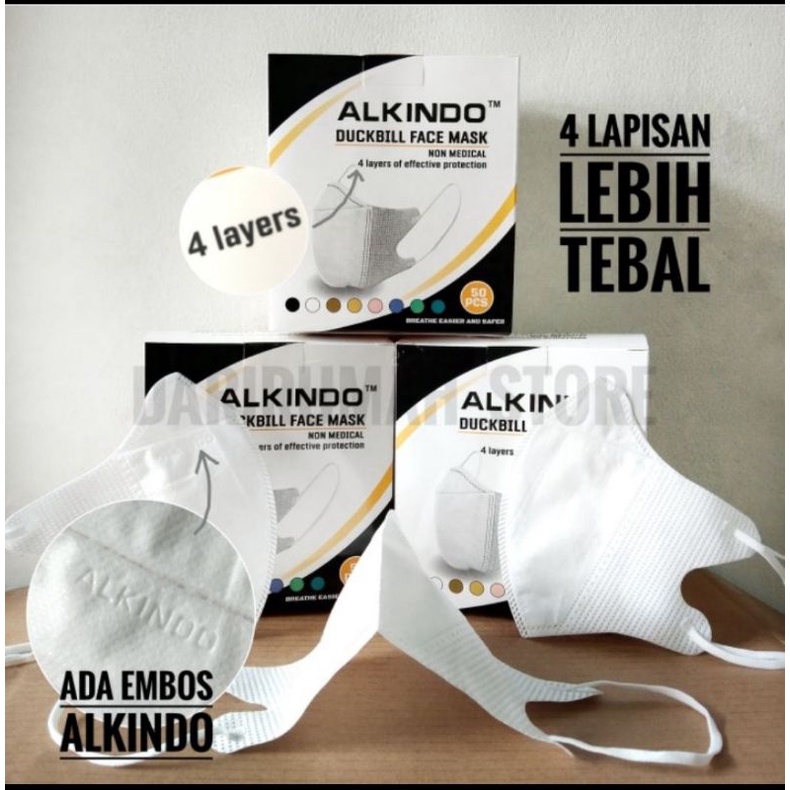 Masker Duckbill alkindo 4 ply 50pcs facemask ccare grosir masker makassar