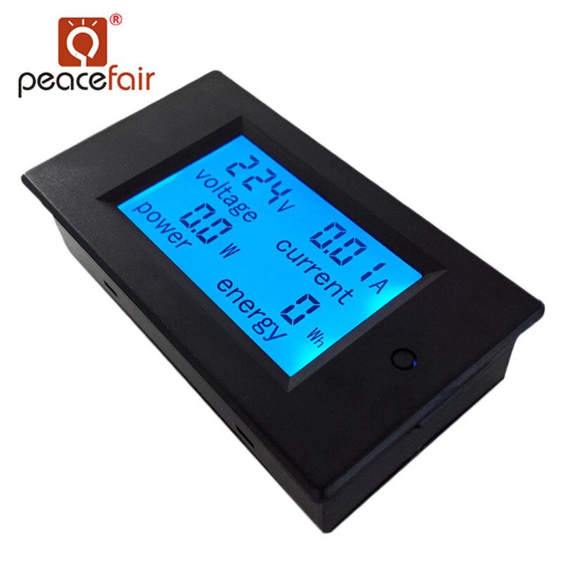 Single Phase Digital LCD  Ammeter Voltmeter 4in1 AC 80-260V 20A Electric Volt Amp Meter Power Kwh