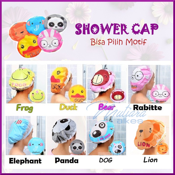 Shower Cap Karakter - Penutup Kepala Anti Air - Topi Mandi Lucu Water Proof