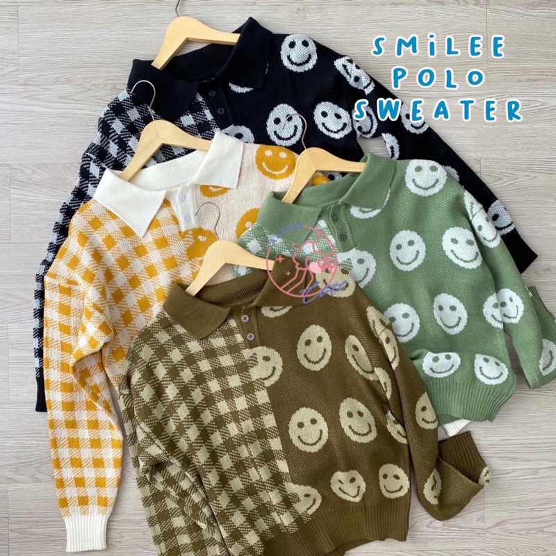 Sweater Rajut Premium Smile Kerah Polo Tebal